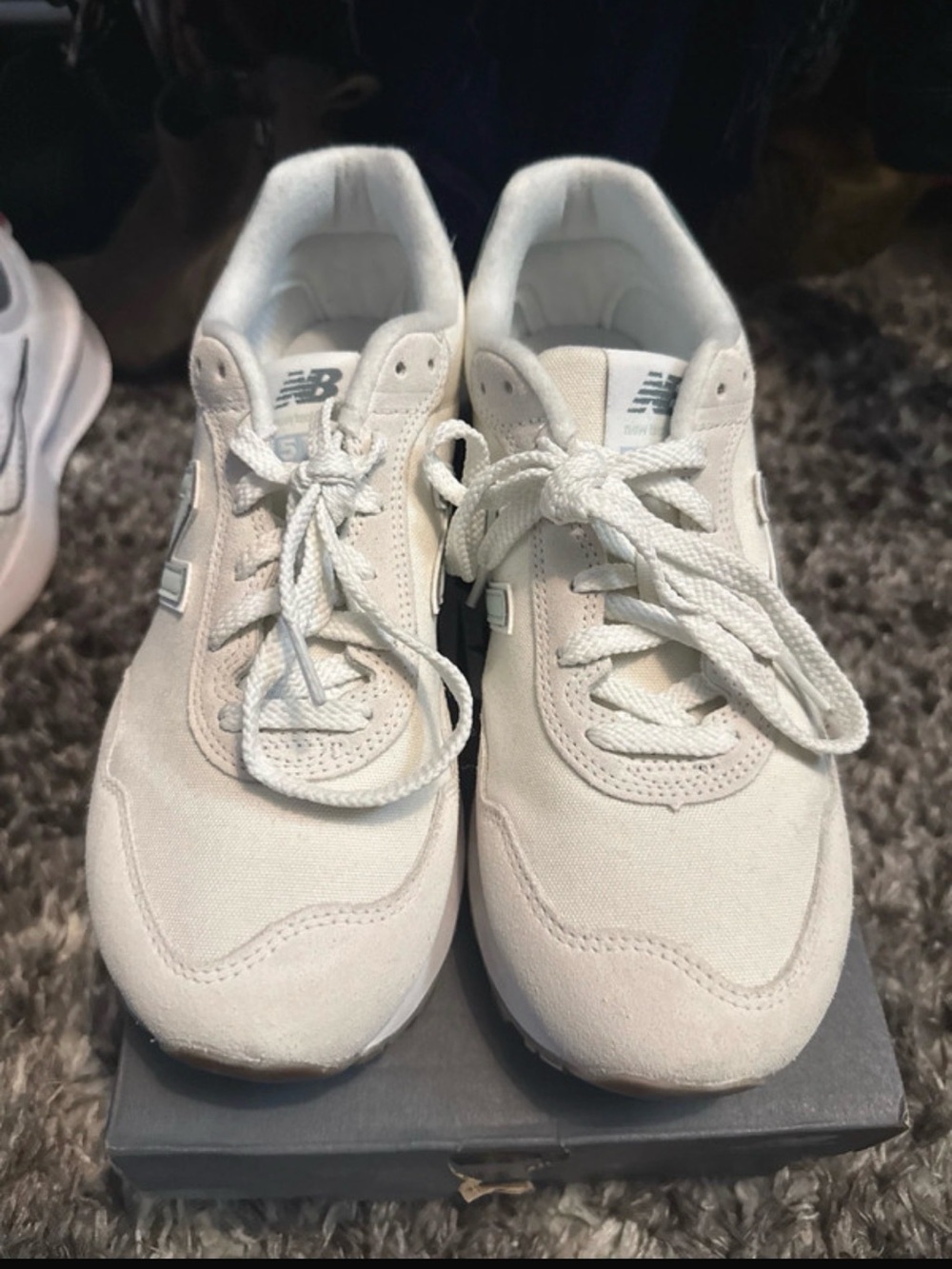 New Balance Off-White Suede & Canvas Sneakers